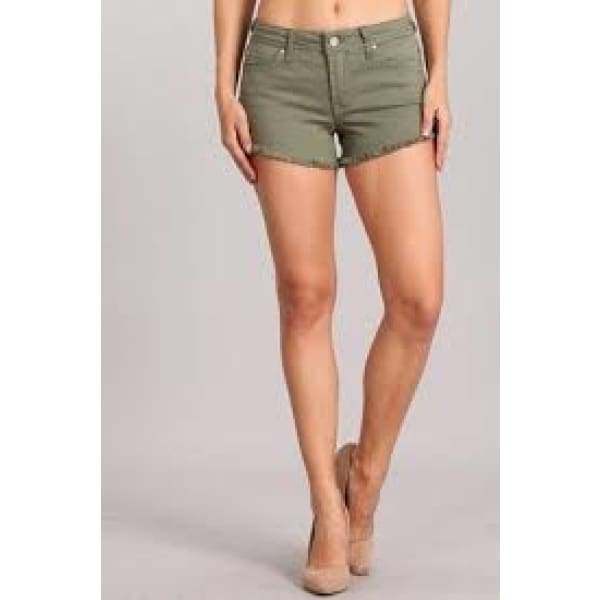 Celebrity Pink Juniors Raw-Edged Colored Den Green Tea - Woman Short
