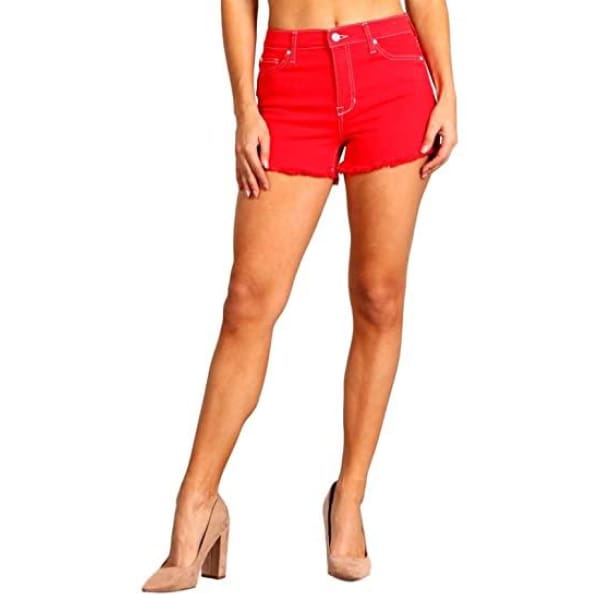 Celebrity Pink Women’s High Rise Frayed Hem Shorts red - Woman Short