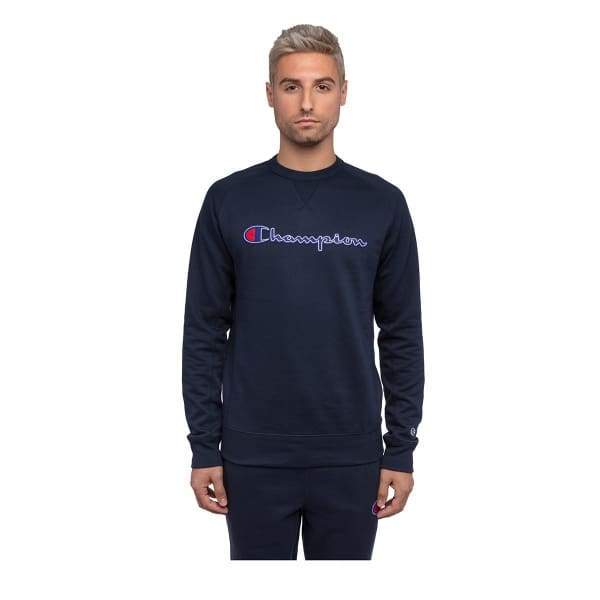 Champion Men’s Powerblend Graphic Crew Neck Pullover Sweater Navy - XXL - Men Jacket