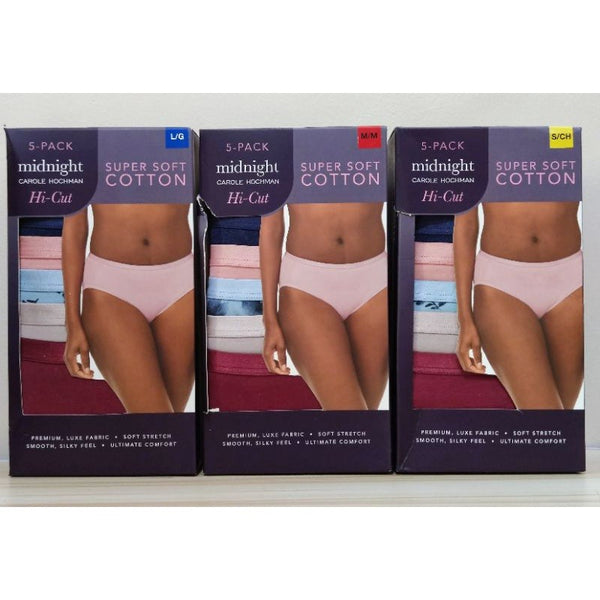 New Carole Hochman Women's Midnight Ultimate Comfort Hi-Cut 5 pack Panties