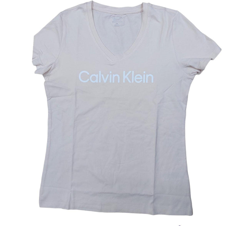 Calvin Klein Monogram V-Neck Logo-Print T-Shirt for Women