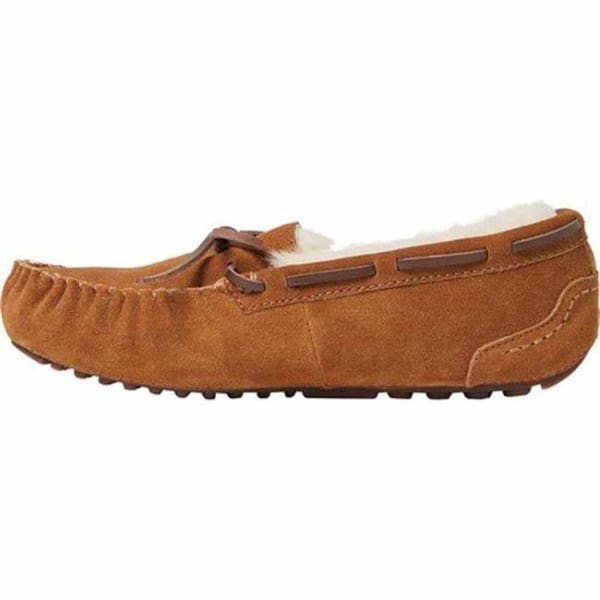 Dearfoams Women’s Fireside by Dearfoams Victoria Moccasin Slipper Chestnut Suede - us7 eur38 - Woman Shoes