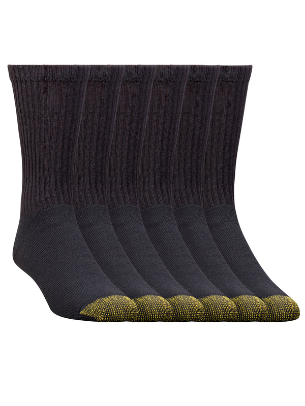 Gold Toe Mens Big and Tall Athletic Midweight Socks, Black, 8pack