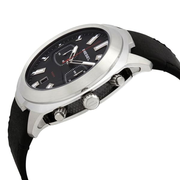 Diesel Men’s Tumbler Chronograph Black Leather Watch DZ4499 - Watch