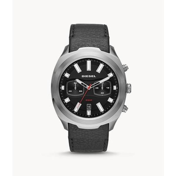 Diesel Men’s Tumbler Chronograph Black Leather Watch DZ4499 - Watch