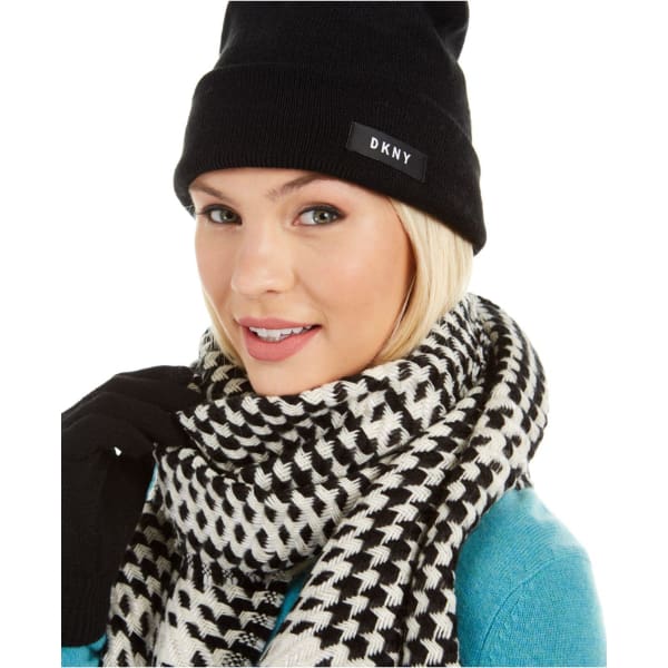 DKNY 3-Pc. Hat Gloves & Hounds tooth Scarf Set - Scarf