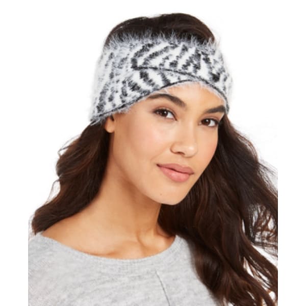 DKNY Fuzzy Animal Print Knit Twist Headband - Hat