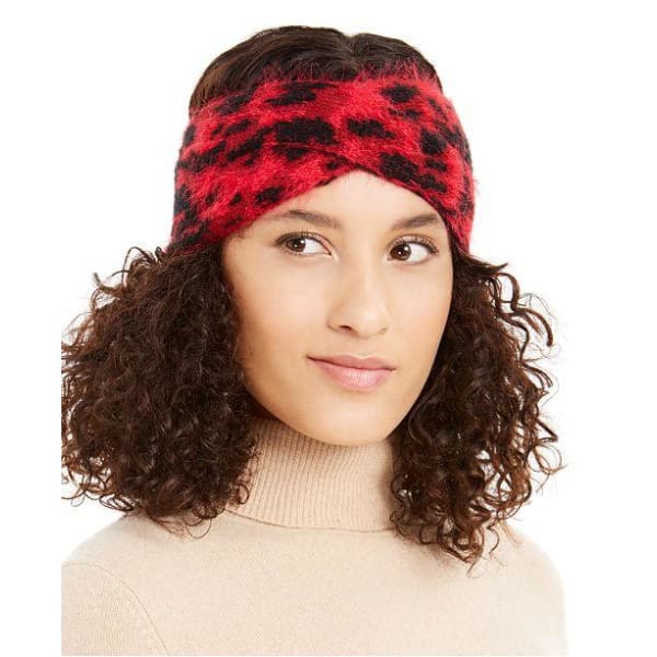 DKNY Fuzzy Animal Print Knit Twist Headband - Hat