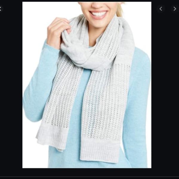 DKNY Womens Open-Knit Blocked Scarf Heather Grey - Scarf