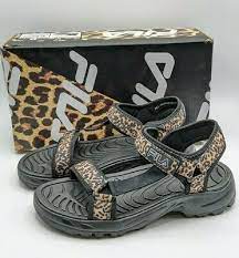 Fila Women's Andros Leopard Sport Athletic Strap Sandals Tan Black