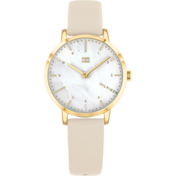 Tommy Hilfiger 1782038 White Dial Leather Strap Ladies Watch