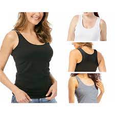 Lucky Brand Ladies' Cotton Stretch Tanks 4 Pack, Black/Gray/White Large