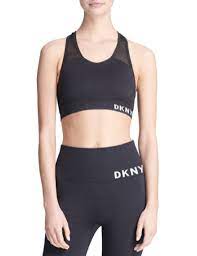 DKNY Mesh Racerback Medium-Impact Sports Bra Black M