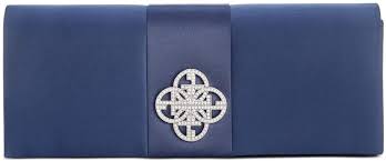 Giani Bernini Beige Embellished Clutch Handbag Purse -Navy