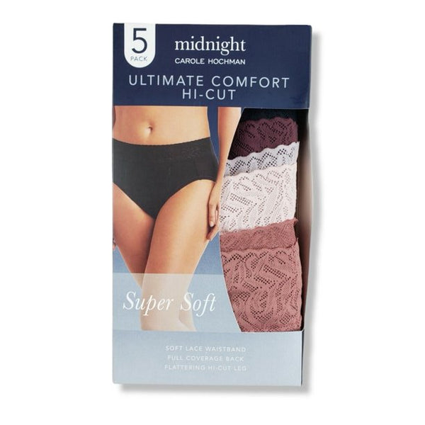 Carole Hochman Ladies' Midnight Full Coverage Comfort Hi-Cut Panties 5-PACK