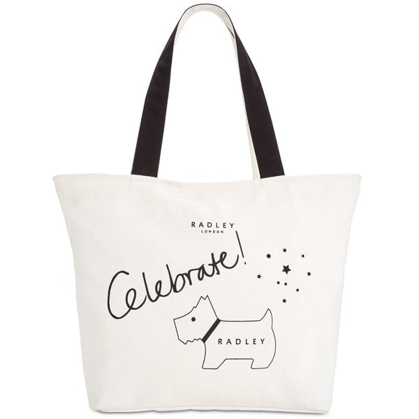 Radley London Celebrate Canvas Top Zip Tote Handbag, Black/White