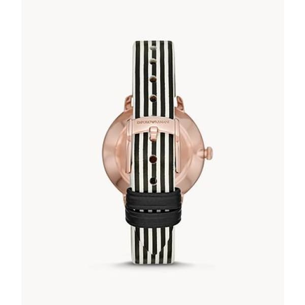 Emporio Armani Women’s Two-Hand Striped Leather Watch - Watch
