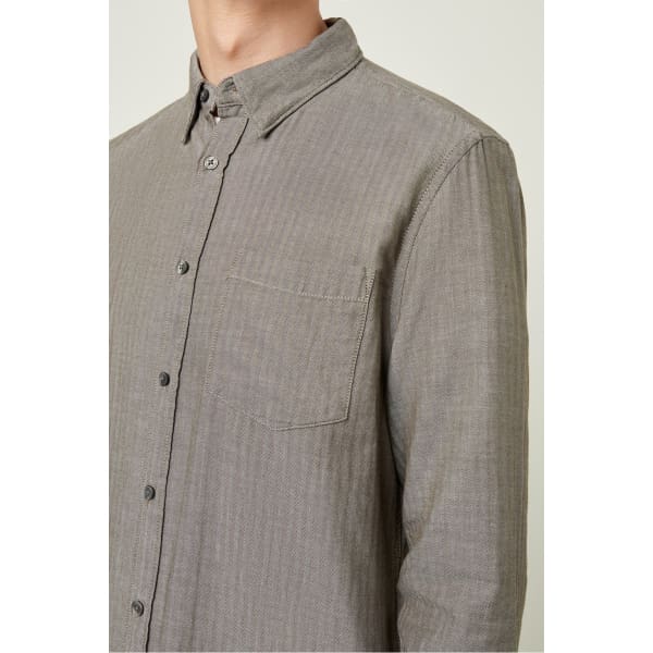 French Connection HERRINGBONE FLANNEL SHIRT - L - Men Dress Shirt