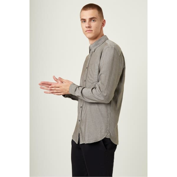 French Connection HERRINGBONE FLANNEL SHIRT - L - Men Dress Shirt