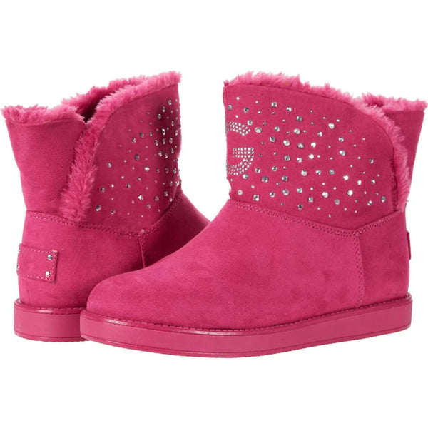 GUESS® Ayvie Ladies Slip-On PINK  Boots– Faux Suede / Faux Fur Lined