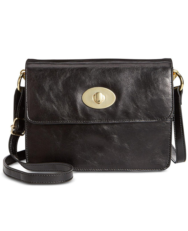 Giani Bernini Glazed Turn-Lock Crossbody, Black