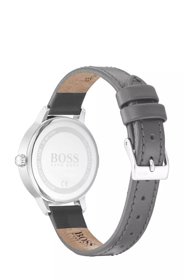 LEATHER-STRAP WATCH WITH TWO-TIER DIAL