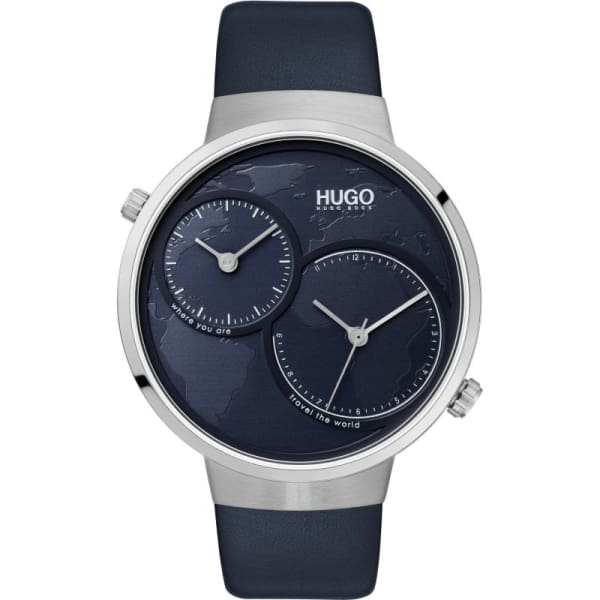 Hugo Boss 1530053 Travel Quartz Blue Leather Watch Men - Watch