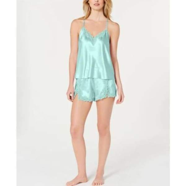 I.n.c. Satin Lace-trimmed Cami & Shorts Pajama Set - Sleepwear