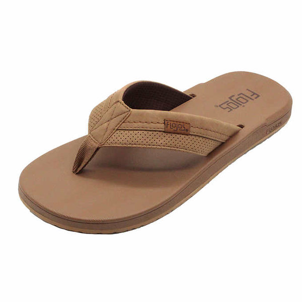Flojos Men's NEW Hydro Flip Flops Tan Memory Foam Sandals