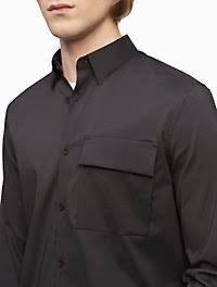 Calvin Klein Solid Flap Pocket Button-Down Utility Shirt