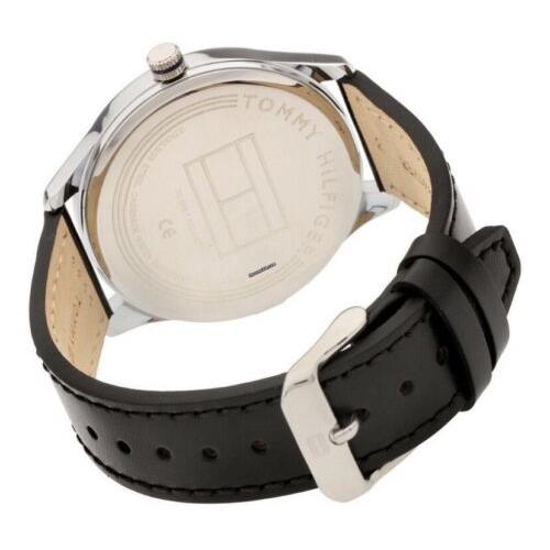 Tommy Hilfiger Men`s Black Leather Blue Dial 1791520