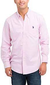 U.S. Polo Assn. Men's Solid Stretch Oxford Long Sleeve Shirt Light Pink