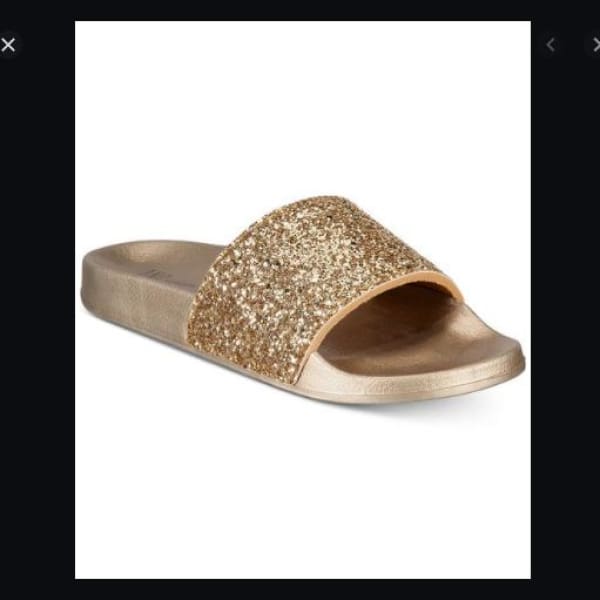 INC International Concepts Glitter Slides Gold - Woman Shoes