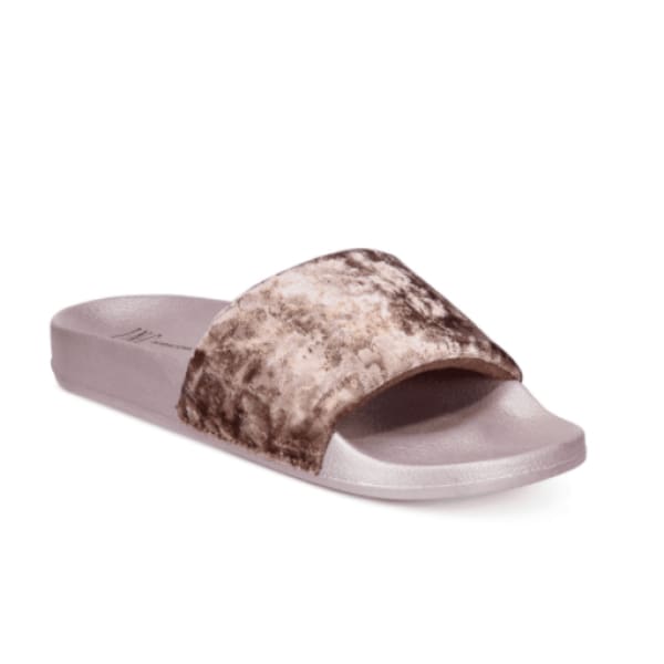 INC International Concepts Metallic Velour Slide Slippers LAVENDER - 7/8 - Woman Shoes