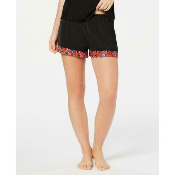 Inc International Concepts Plus Women’s Embroidered Pajama Shorts Deep Black - XXL - Sleepwear