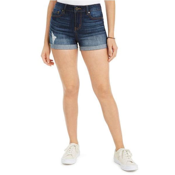 Indigo Rein Juniors’ Cuffed High-Rise Denim Shorts - 25 - Woman Short
