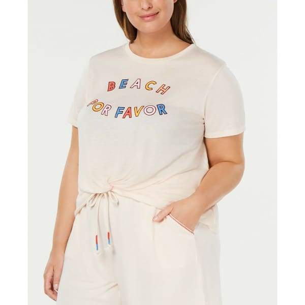 Jenni Plus Size Twist-Front Pajama Top - 1X - Sleepwear