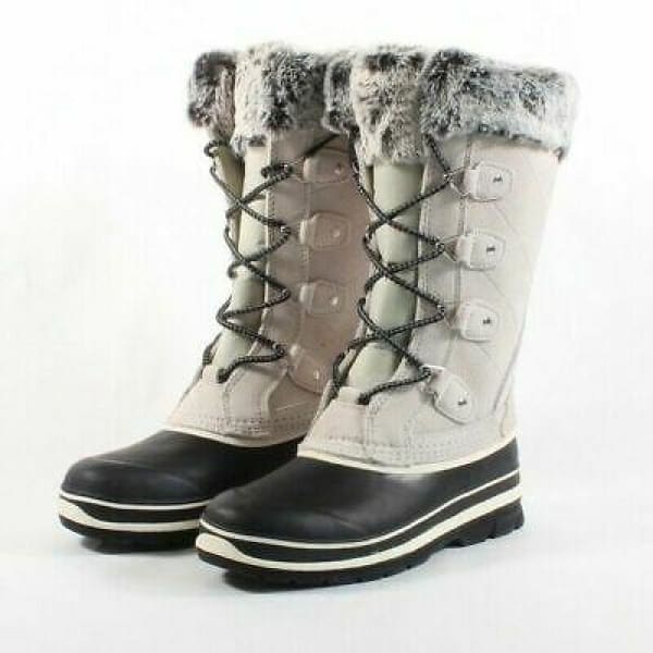 Khombu Women’s Emily Grey Leather Upper Cushioned Insole Snow BOOTS - Woman Shoes