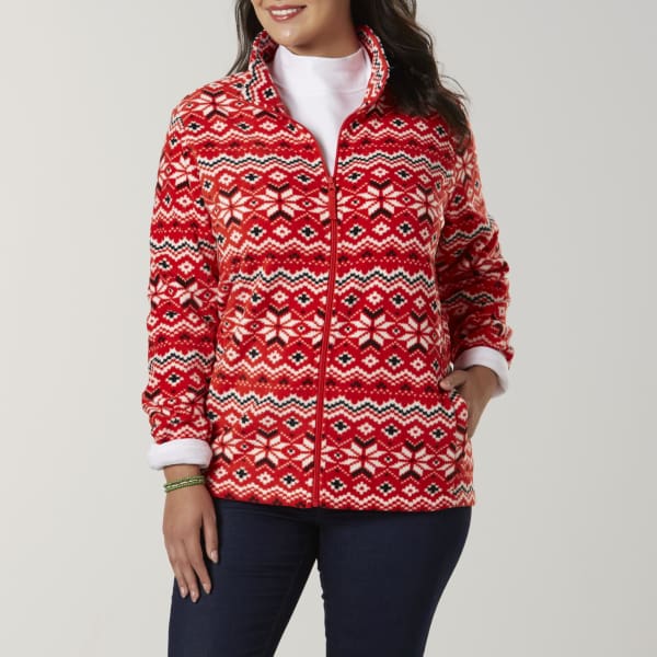 Laura Scott Women’s Plus Size Microfleece Jacket - Snowflake - Woman Jacket