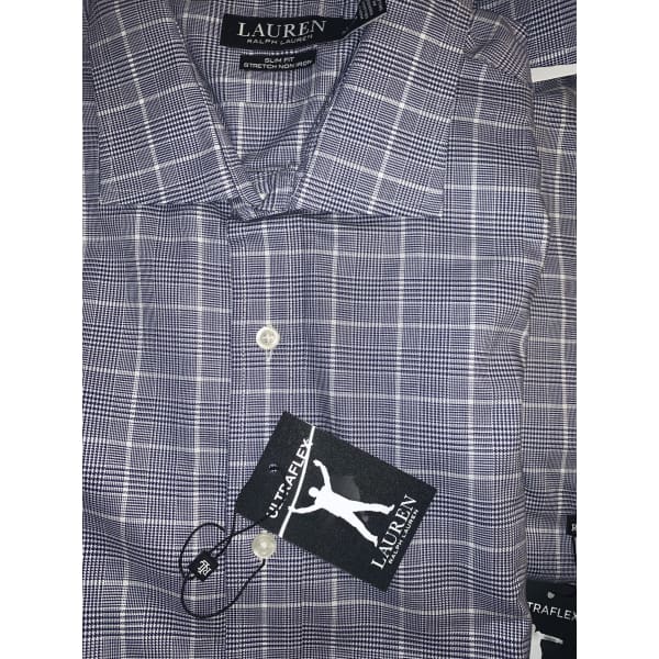 Lauren Ralph Lauren Slim fit Stretch non-iron men’s dress Shirt Blue - Men Dress Shirt