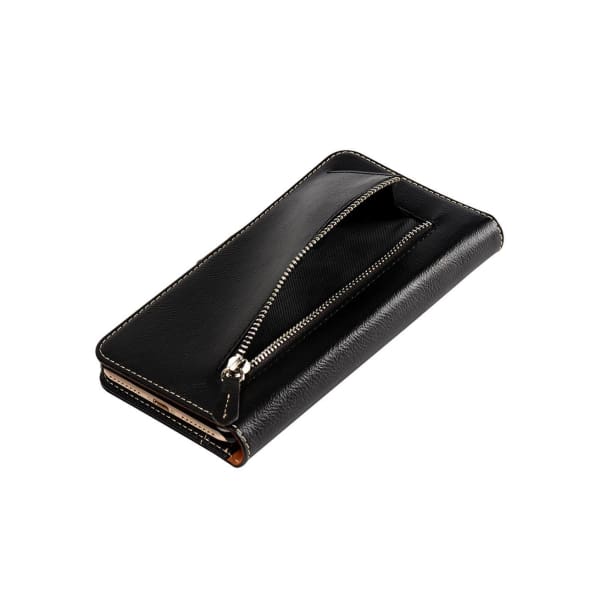 Leather Credit Card Case For iPhone 6+ 6S+ 7+ With Coin Holder - Black - Case