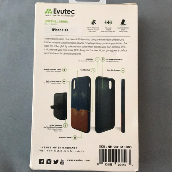 Evutech iPhone XR blue/saddle leather with magnet car vent mount See original listing