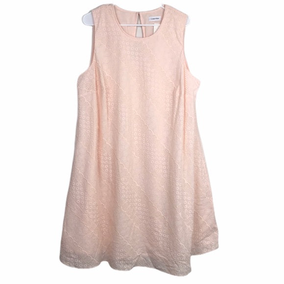 Calvin Klein Eyelet sleeveless blush pink dress