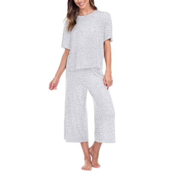 Honeydew 2pcs Leopard Lounge Jersey PJ Set Gray