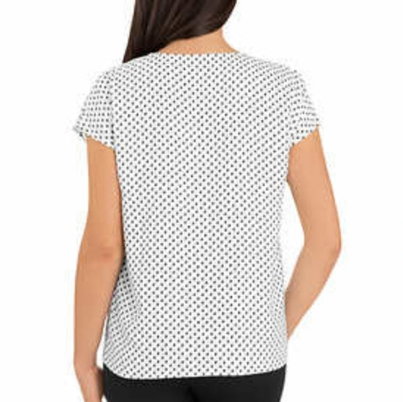 Hilary Radley Women's V-Neck Short Sleeve Blouse