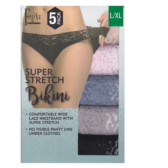 Felina Super Stretch Bikini with Lace 5 Pack,