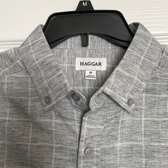 Haggar Shoreline Woven Mens Short-sleeve Dress Shirt BLUE