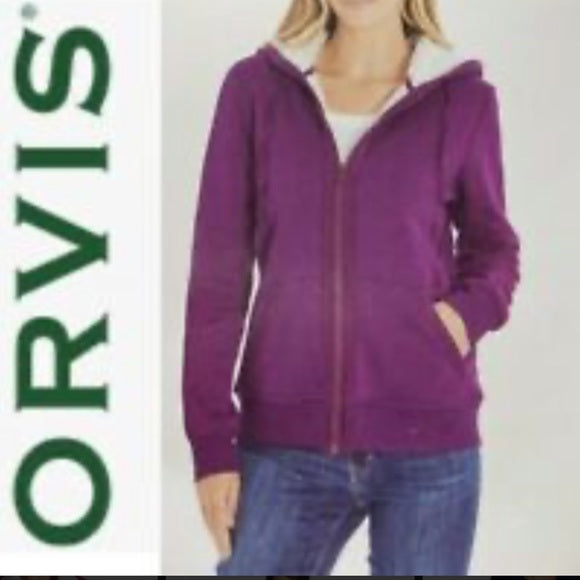 Orvis women’s Sherpa lined hoodie zip up jacket