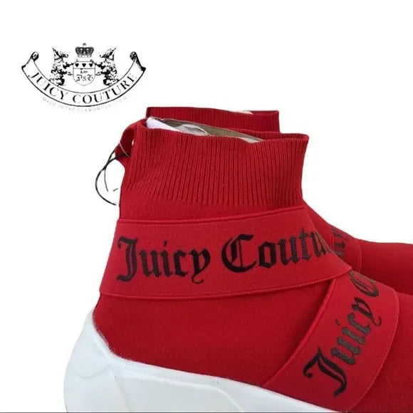 Juicy Couture Red Black Ariella Knit High Top Women's Sneakers