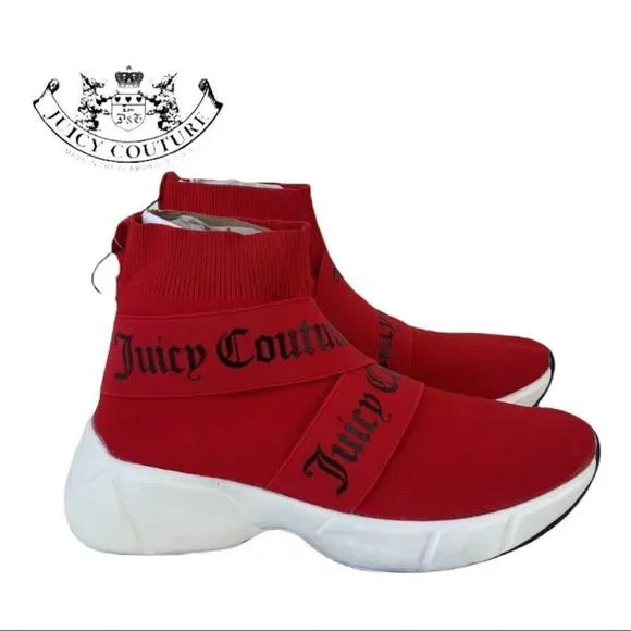 Juicy Couture Red Black Ariella Knit High Top Women's Sneakers